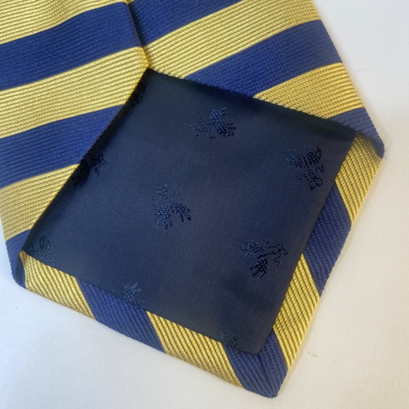 Brooks Brothers Makers Striped Silk Tie Necktie Repp Navy Blue Gold Designer - Picture 4 of 4